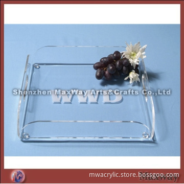 Lucite Fruit/Storage Tray Plate With Elliptical Handle